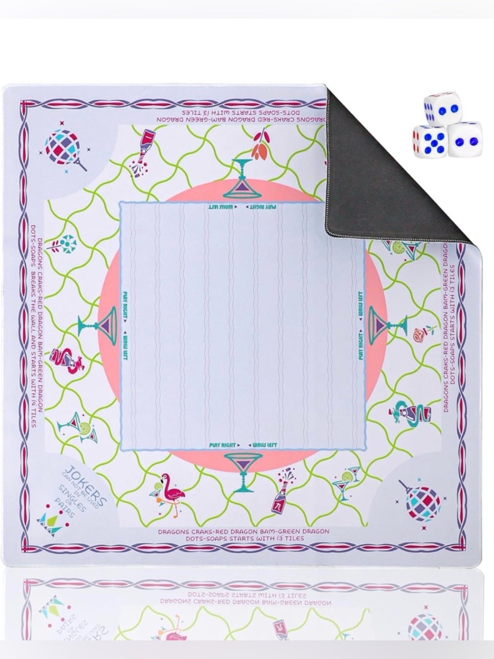 Premium Home Mahjong Set in White with Pink & Green Accents - Picture 2 of 13